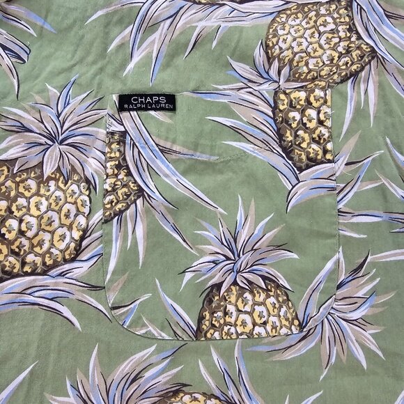 Chaps Ralph Lauren Hawaiian Shirt Mens XL Pineapple Vintage Button‎ Up Beach - Picture 3 of 8